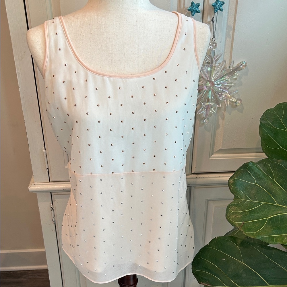 Women’s Express Top Size Medium- Elegant Pink and White Sleeveless Top